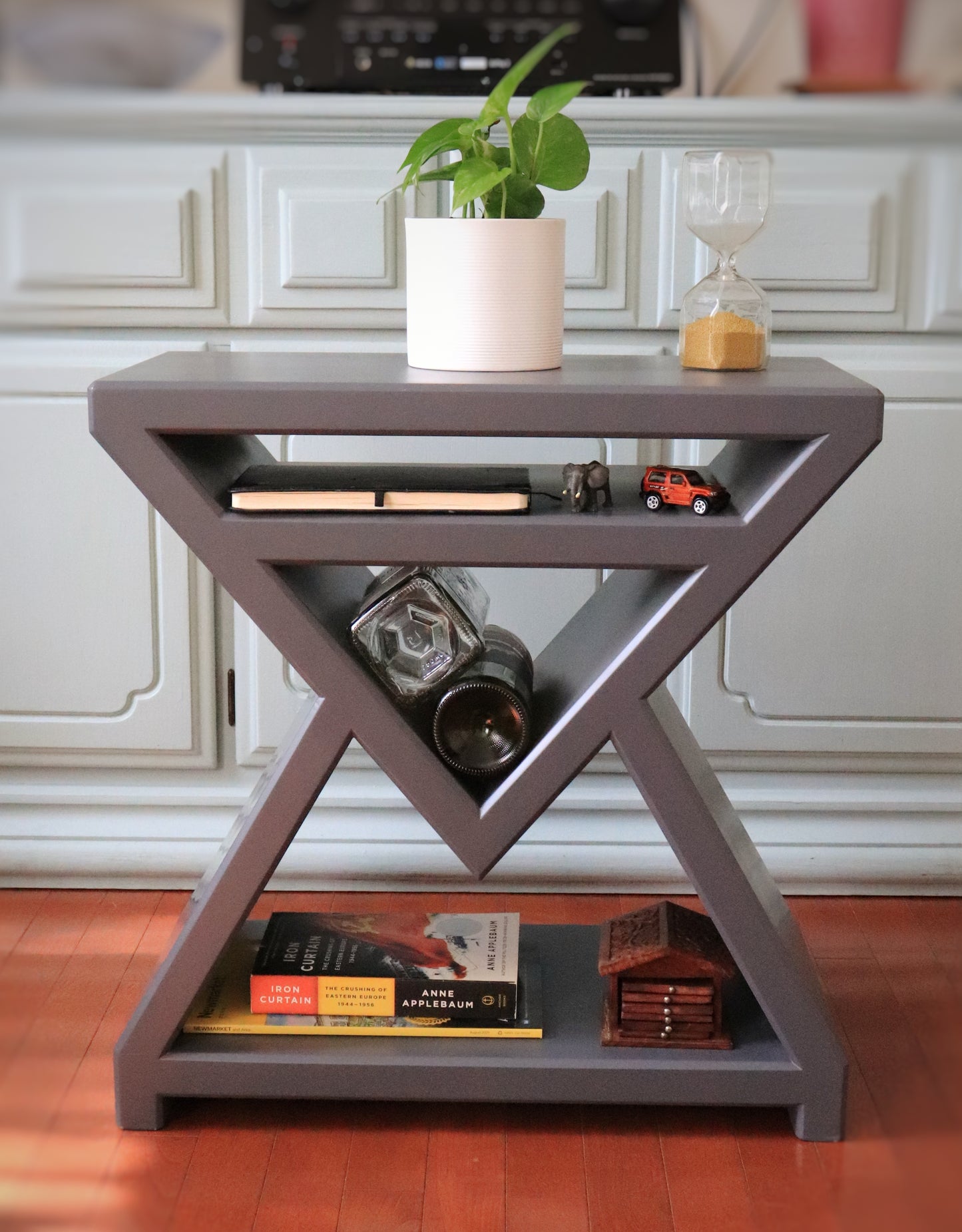 ARROW - GREY | Geometric Wine Table | Solid wood Table | Bedroom Nightstand | Living room table