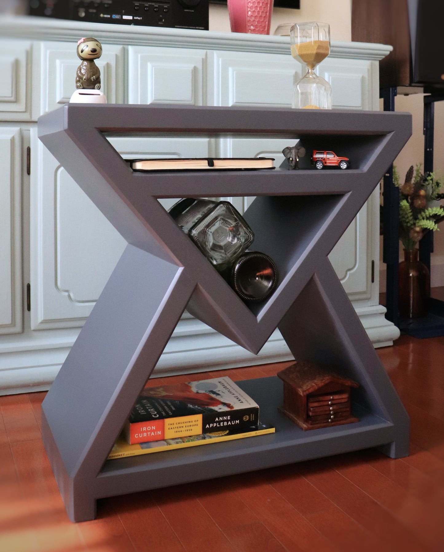 ARROW - GREY | Geometric Wine Table | Solid wood Table | Bedroom Nightstand | Living room table