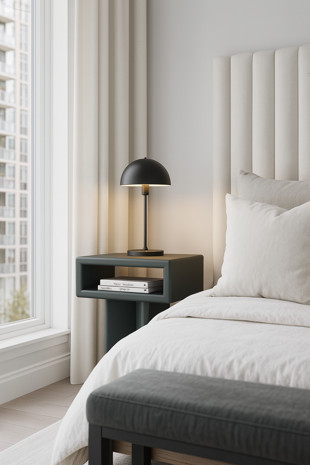 ZEUS - GREY | Solid wood Nightstand | Natural wood Table | Bedroom Nightstand | Living room table