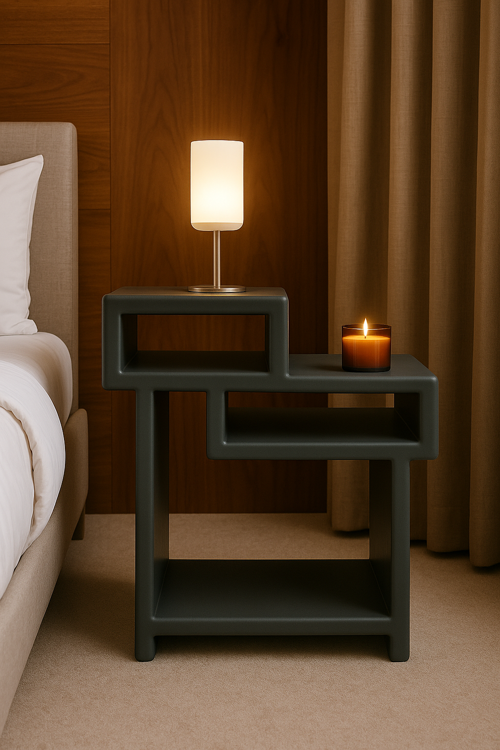 TROY-GREY | Frêne massif | Table d'appoint, table de chevet, table d'appoint.