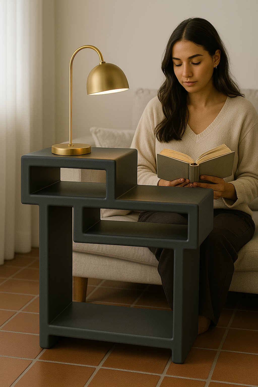 TROY-GREY | Frêne massif | Table d'appoint, table de chevet, table d'appoint.