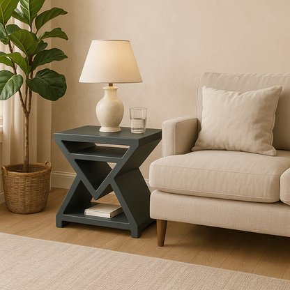 ARROW - GRIS | Table de chevet géométrique en frêne massif | Table d'appoint | Table de chevet
