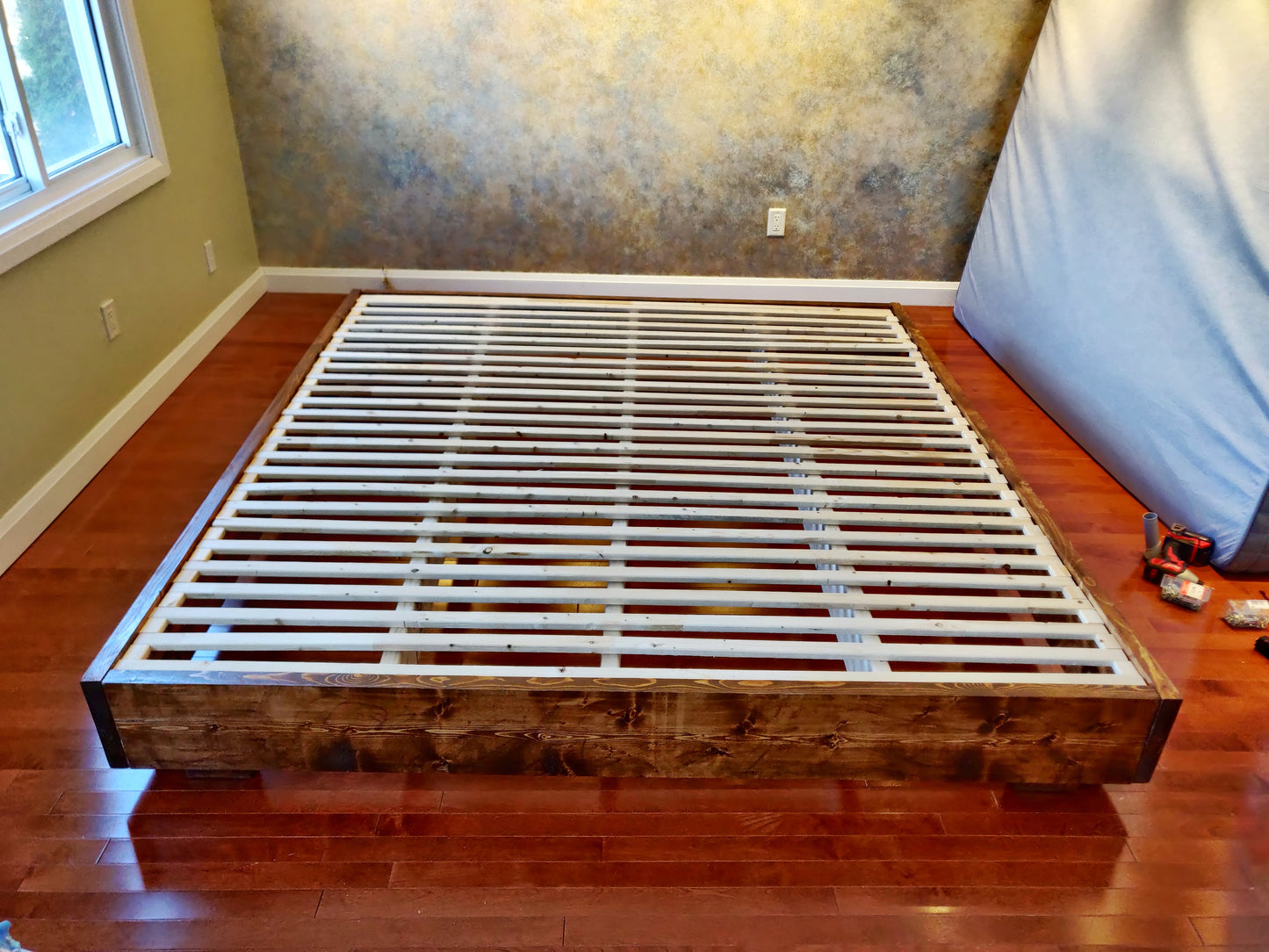 Pine wood BED Frame-For any size mattress'. Read Description before ordering. No Head Board.