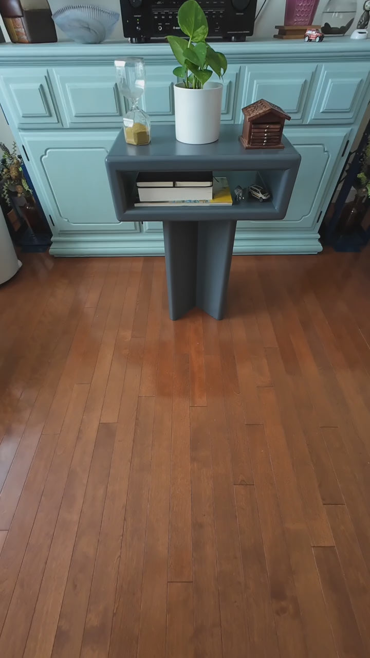 ZEUS - GRIS | Table de chevet moderne en frêne massif | Table d'appoint | Table de chevet