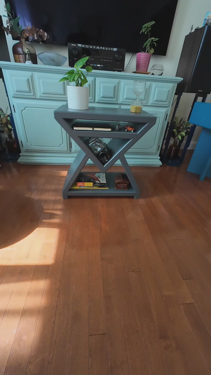 ARROW - GRIS | Table de chevet géométrique en frêne massif | Table d'appoint | Table de chevet